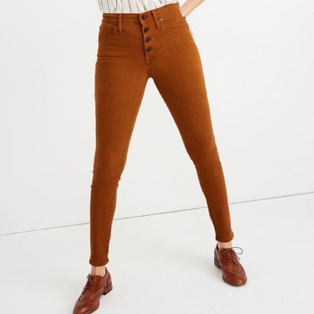 Madewell 9" Button Up Skinny 28T Burnt Sienna
